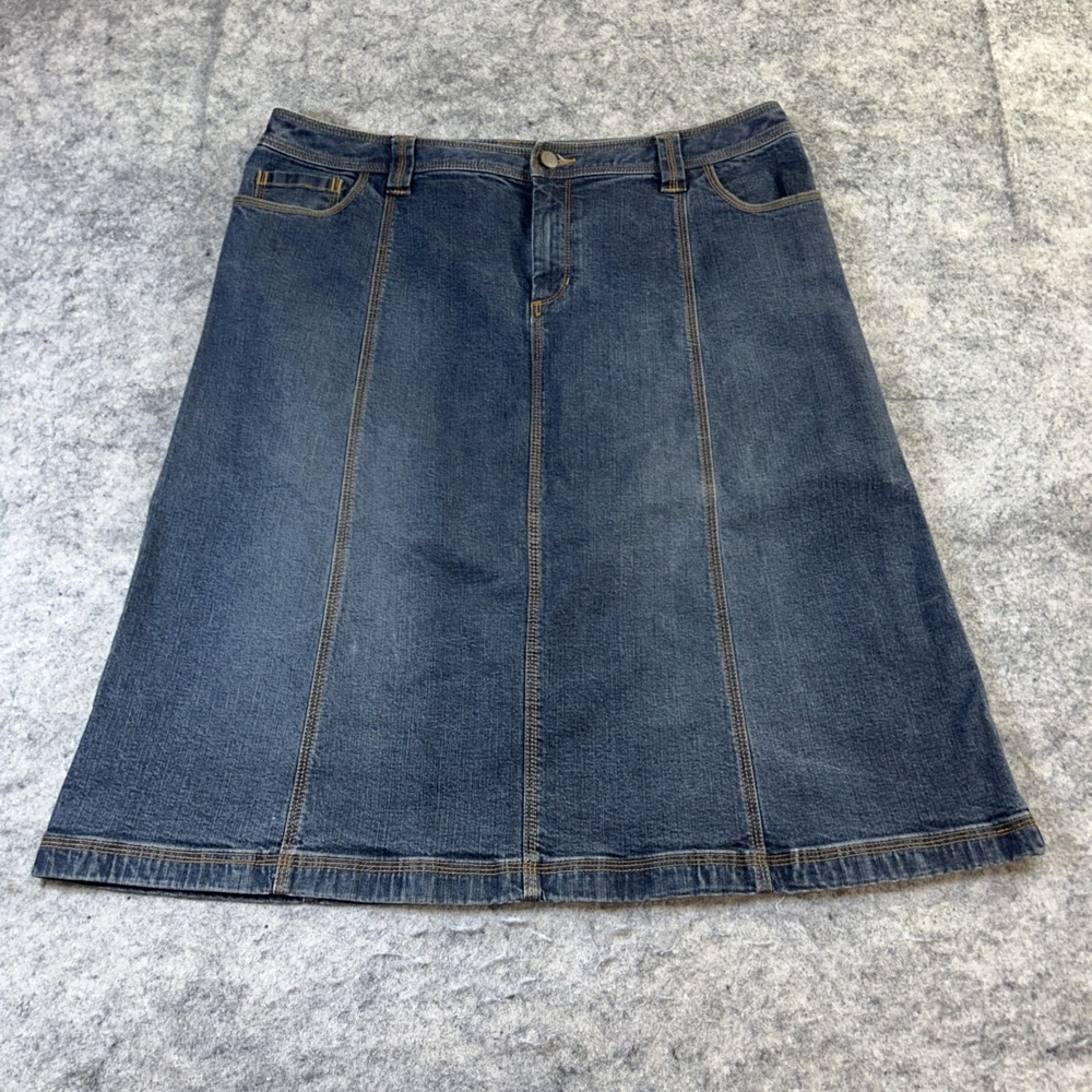 Style & Co Denim Jean Skirt Women's 16 Stretch Modest Casual Preppy Flap Pockets